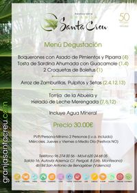 MENÚ DEGUSTACIÓN RESTAURANTE GRANJA SANTA CREU MENÚ DEGUSTACIÓN RESTAURANTE GRANJA SANTA CREU